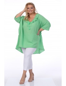 WOMANARY EXTRA SIZE  - VEĽKÉ OVERSIZE - LETNÉ BAVLNENÉ BLÚZKY PRE MOLETKY / zelená - modrá