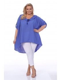 WOMANARY EXTRA SIZE  - VEĽKÉ OVERSIZE - LETNÉ BAVLNENÉ BLÚZKY PRE MOLETKY / zelená - modrá