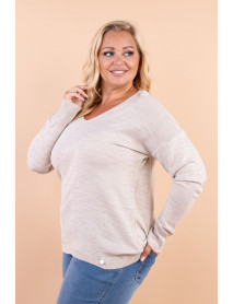 OVERSIZE TENKÝ svetlomodrý  PULÓVER  aj pre moletky -   s výstrihom do V