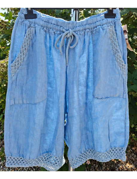 OVERSIZE  - menšie UNI TENKÉ LETNÉ NOHAVICE MADE in ITALY - modré / čierne