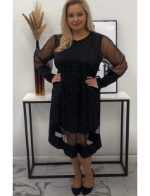 ELEGANTNÉ - KOKTEJLOVÉ TRBLIETAVÉ ČIERNE ŠATY -  PRE MOLETKY  - NEW STYLE  LUX LUNA - OVERSIZE