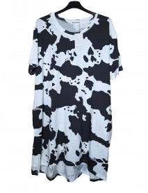  LETNÉ bavlnené ŠATY   s vreckami -  PRE MOLETKY OVERSIZE   FASHION STELLA / čierna -modrá-tyrkysová