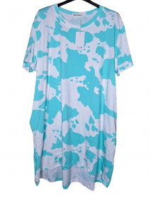  LETNÉ bavlnené ŠATY   s vreckami -  PRE MOLETKY OVERSIZE   FASHION STELLA / čierna -modrá-tyrkysová