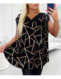 VEĽKÁ ČIERNA VZOROVANÁ BLÚZKA  OVERSIZE PRE MOLETKY ESMIRA 