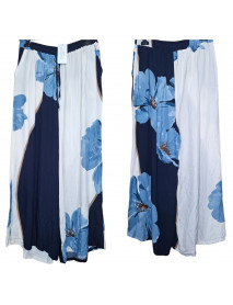 KVETINOVÉ MODRÉ LETNÉ  NOHAVICE s vreckami  OVERSIZE- MADE in ITALY