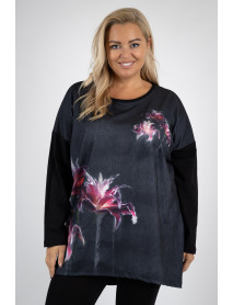WOMANARY BAVLNENÁ  BLÚZKA / PULÓVER    OVERSIZE - UNI   - s kvetinami