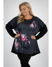 WOMANARY BAVLNENÁ  BLÚZKA / PULÓVER    OVERSIZE - UNI   - s kvetinami