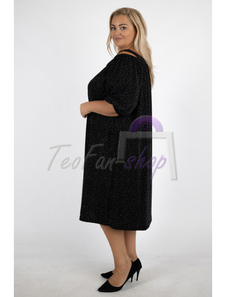 WOMANARY ELEGANTNÉ  TRBLIETAVÉ KOKTEJLOVÉ ŠATY OVERSIZE  UNI PRE MOLETKY - čierne a tmavozelené