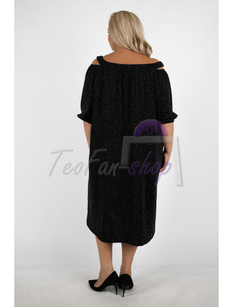 WOMANARY ELEGANTNÉ  TRBLIETAVÉ KOKTEJLOVÉ ŠATY OVERSIZE  UNI PRE MOLETKY - čierne a tmavozelené