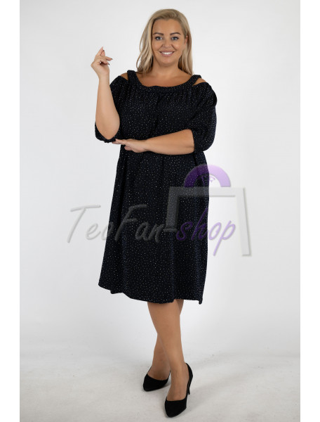 WOMANARY ELEGANTNÉ  TRBLIETAVÉ KOKTEJLOVÉ ŠATY OVERSIZE  UNI PRE MOLETKY - čierne a tmavozelené