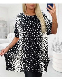VEĽKÁ BLÚZKA PRE MOLETKY - OVERSIZE - ESMIRA - čierno/biely vzor