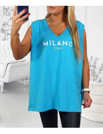BETTY FASHION kráľovská modrá OVERSIZE BLÚZKA - bez rukáv - MILANO