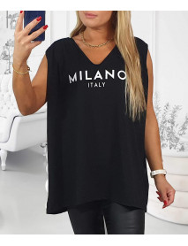 BETTY FASHION  ČIERNA  OVERSIZE BLÚZKA - bez rukáv - MILANO