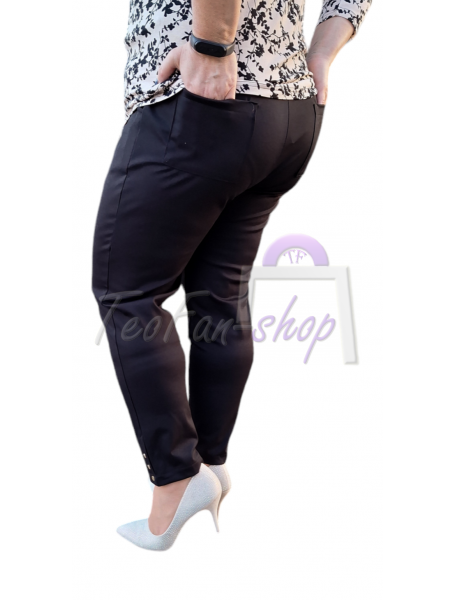 EMILIA - ELEGANTNÉ ELASTICKÉ BAVLNENÉ ČIERNE NOHAVICE PRE MOLETKY  - veľkosť 38