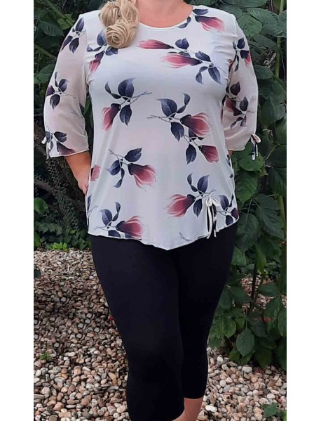 VEĽKÁ ELEGANTNÁ  BLÚZKA PRE MOLETKY  -  3/4 RUKÁV - s kvetinami - 2XL/5XL/6XL