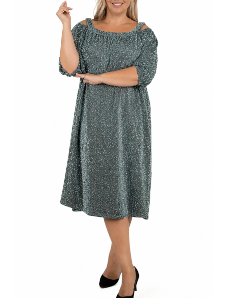 TRBLIETAVÉ tmavozelené šaty - oversize - PRE MOLETKY - WOMANARY - TURKEY TRBLIETAVÉ tmavozelené šaty - oversize - PRE MOLETKY - WOMANARY - TURKEY