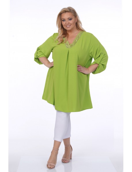 WOMANARY EXTRA SIZE  - VEĽKÁ OVERSIZE - LETNÁ BLÚZKA PRE MOLETKY - zelená