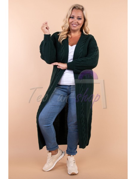 Dlhý kardigánový OVERSIZE sveter PRE MOILETKY -  čierna / tmavozelená / béžová