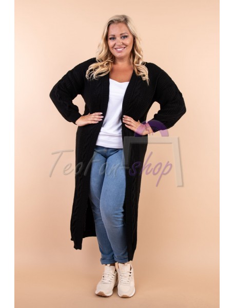 Dlhý kardigánový OVERSIZE sveter PRE MOILETKY -  čierna / tmavozelená / béžová
