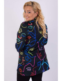 DÁMSKE SAKO FAREBNÝ VZOR  PRE MOLETKY-  OVERSIZE - TAYA  3/4 rukáv