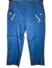 BAVLNENÉ  - ELASTICKÉ 3/4 NOHAVICE PRE MOLETKY / S VRECKAMI - MODRÉ