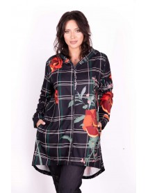 MIKINA WOMANARY PRE MOLETKY S KAPUCŇOU - ČERVENÉ MAKY - 2XL/3XL