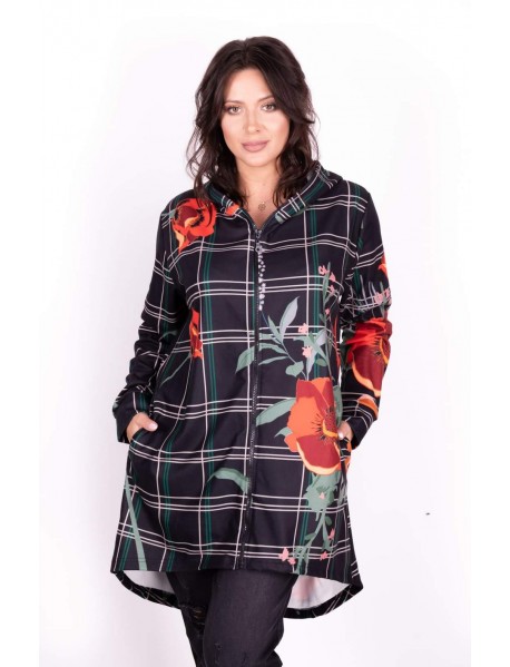 MIKINA WOMANARY PRE MOLETKY S KAPUCŇOU - ČERVENÉ MAKY - 2XL/3XL