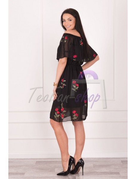 SPOLOčENSKé  - KOKTEJLOVé šATY - WOMANARY - vyšívané s ružami - M/L