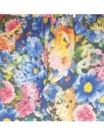 Dievčenské bavlnené modré kvetinové legíny 