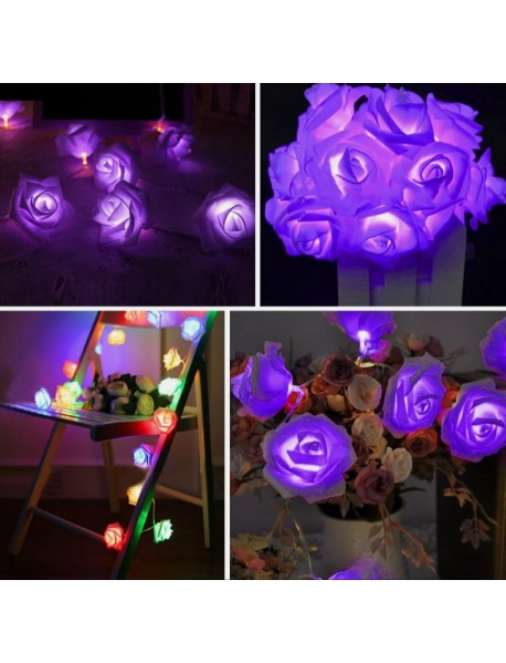   20 LED ružových kvetov  / Rozprávkové  / svadobné / záhradné párty / dekorácie domov - fialová 