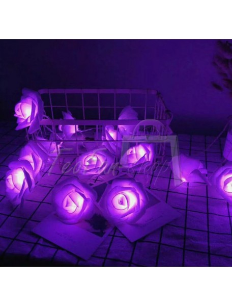   20 LED ružových kvetov  / Rozprávkové  / svadobné / záhradné párty / dekorácie domov - fialová 