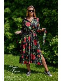 ELEGANTNÉ KVETINOVÉ  ŠATY PRE MOLETKY  na gombíky  -  s vreckami - SASHA FERRANO - červené ruže