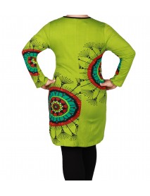 bavlnená zelená tunika / šaty z INDIE - so vzorom MANDALY