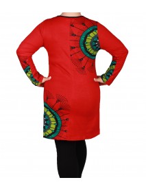 bavlnená červená tunika / šaty z INDIE - so vzorom MANDALY