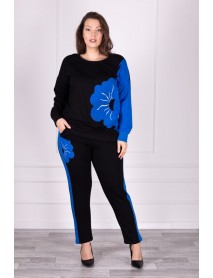 ČIERNA BAVLNENÁ SÚPRAVA PRE MOLETKY - VZOR MODRÉ KVETY - ZENTEX - 3XL/4XL