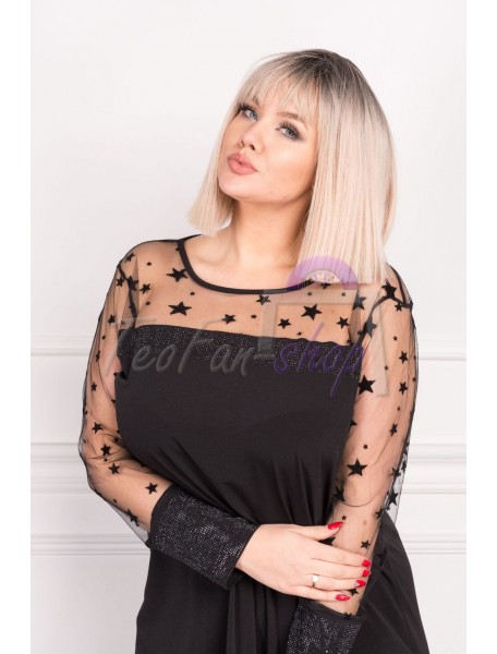 BAVLNENÁ ELASTICKÁ BLÚZKA S HVIEZDAMI - WOMANARY - 3XL/4XL