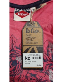 DÁMSKE TRIČKO LEE COOPER FARBA ČERVENO-RUŽOVÁ -  VZOR MOTÝĽ - veľkosť S