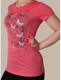 dámske tričko LEE COOPER farba  červeno-ružová - motýľkové