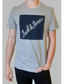 PÁNSKE TRIČKO JACK & JONES - FARBA SIVÁ / ZELENÉ LOGO - veľkosť S/M