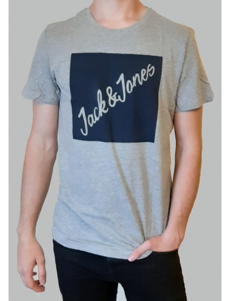 PÁNSKE TRIČKO JACK & JONES - FARBA SIVÁ / ZELENÉ LOGO - veľkosť S/M