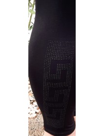 ČIERNE LEGINY S KAMIENKAMI PRE MOLETKY - DATELLA / PÁS - GUMA - 4XL