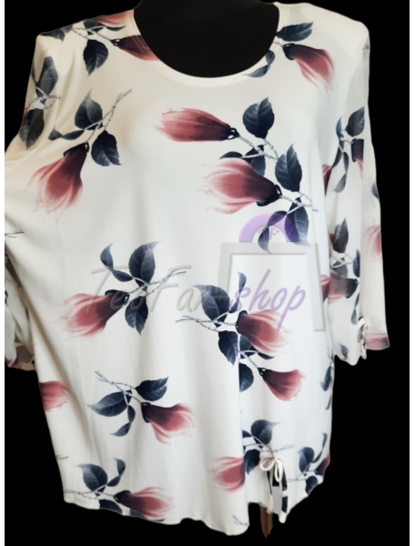 VEĽKÁ ELEGANTNÁ  BLÚZKA PRE MOLETKY  -  3/4 RUKÁV - s kvetinami - 2XL/5XL/6XL